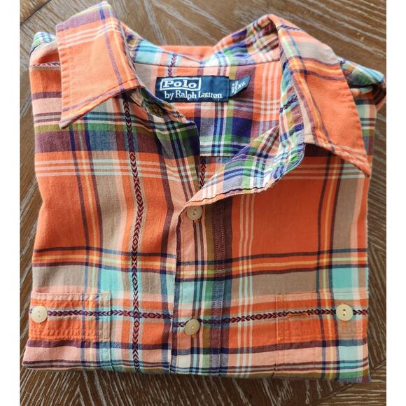 Polo Ralph Lauren Y2K Navajo Long Sleeve Fall Button Down Orange size XL - Picture 7 of 7